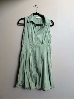 Nine West Sleeveless Button-Front Dress in Light Green